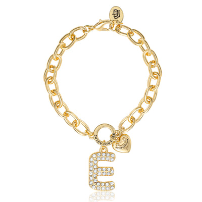 Pavé Initial Charm Bracelet, Letter E - Goldtone - Juicy Couture