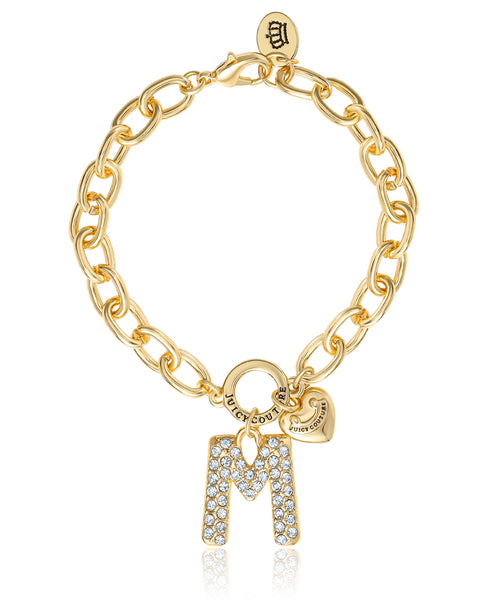 Pavé Initial Charm Bracelet, Letter M - Goldtone - Juicy Couture