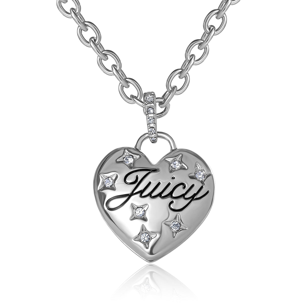 Juicy Couture Gray Hat with Silver Chain Silvertone Heart Pendant Necklace - Juicy Couture main image 2