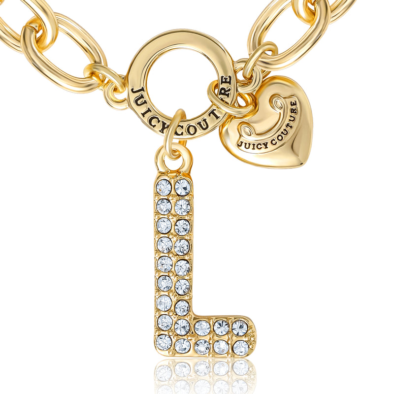 Pavé Initial Charm Bracelet, Letter L - Goldtone - Juicy Couture