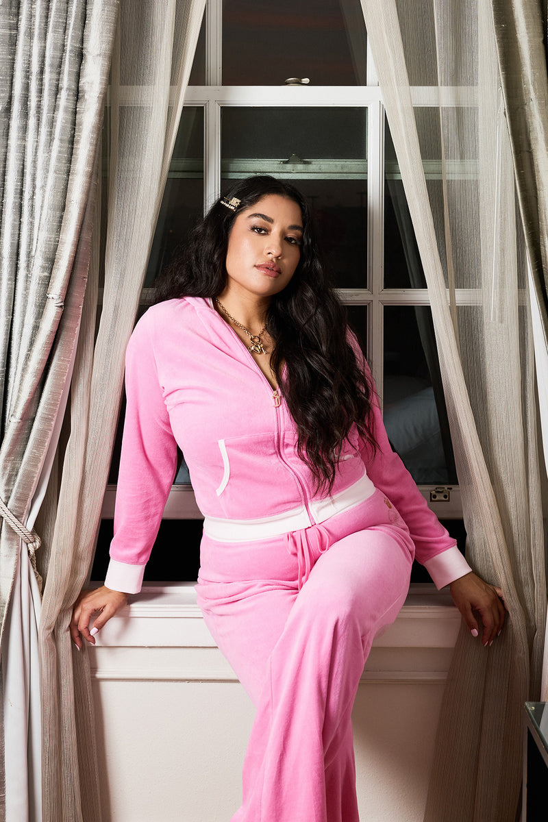 Plus-Size Lady Juicy Heritage Cotton Velour Hoodie - Hot Hot - Vince Camuto