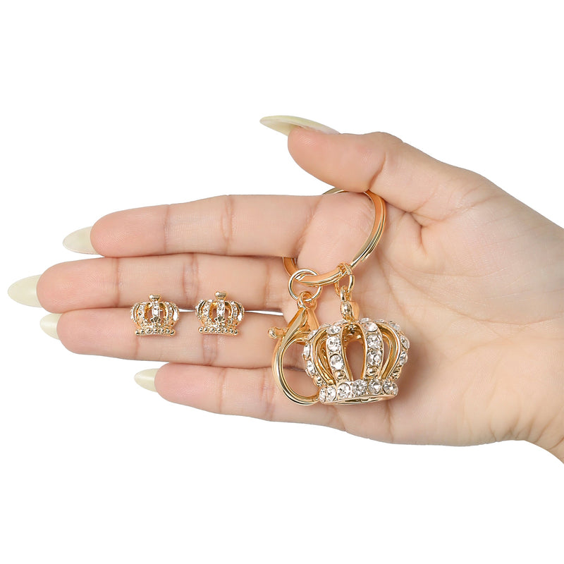 Gold-Tone Crystal Crown Keychain Bag Charm & Earring Set - Goldtone - Juicy Couture