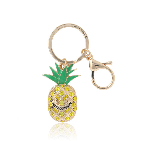 Crystal Pineapple Keychain Bag Charm - Goldtone - Juicy Couture
