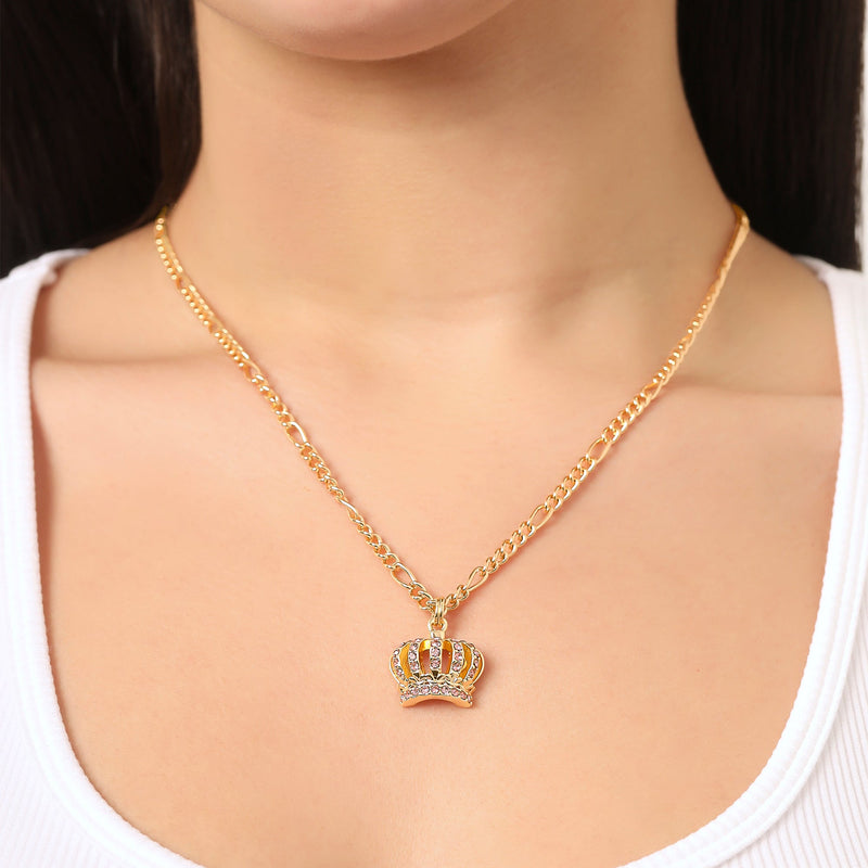 Pink Crystal Crown Pendant Necklace & Stud Earrings Set - Goldtone - Juicy Couture