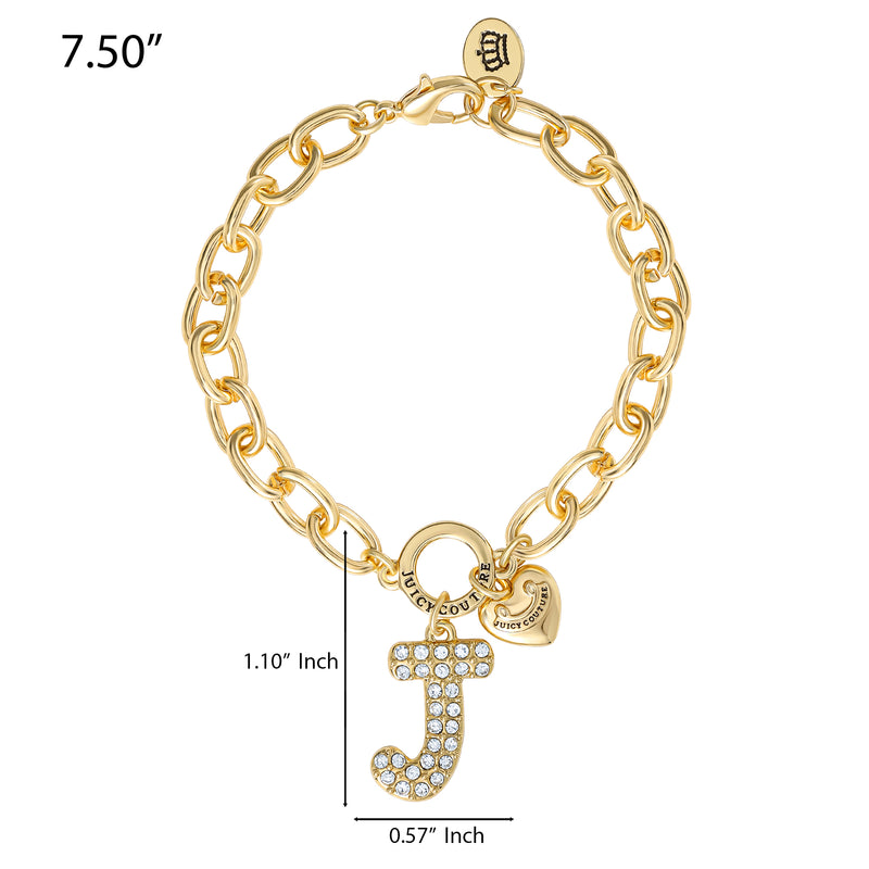 Pavé Initial Charm Bracelet, Letter J - Goldtone - Juicy Couture