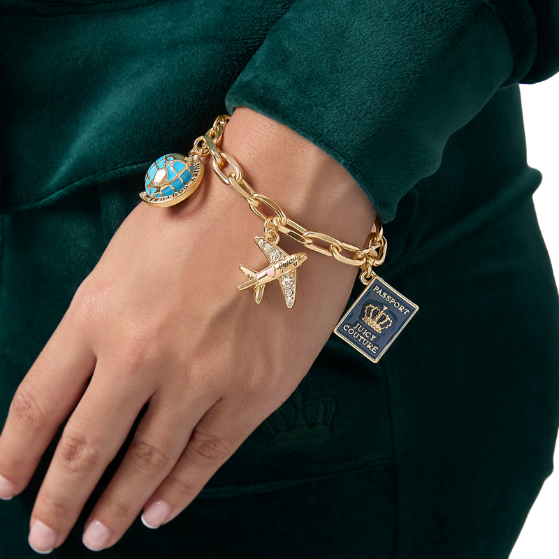 Travel Icons Charm Bracelet - Goldtone - Juicy Couture