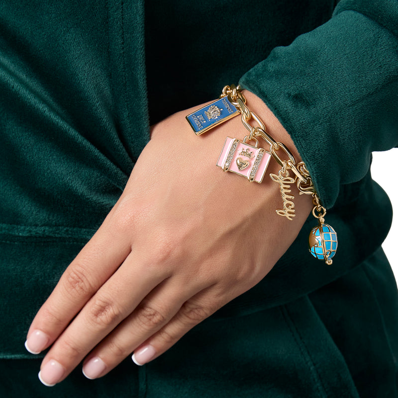 Travel Icons Charm Bracelet - Goldtone - Juicy Couture