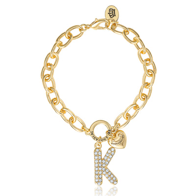 Pavé Initial Charm Bracelet, Letter K - Goldtone - Juicy Couture