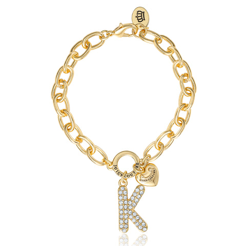 Pavé Initial Charm Bracelet, Letter K - Goldtone - Juicy Couture