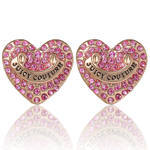 Heart Stud Earrings with Crystal Accents