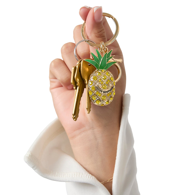 Crystal Pineapple Keychain Bag Charm - Goldtone - Juicy Couture