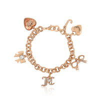 Goldtone Charm Bracelet with Bow and Pave Details - Juicy Couture