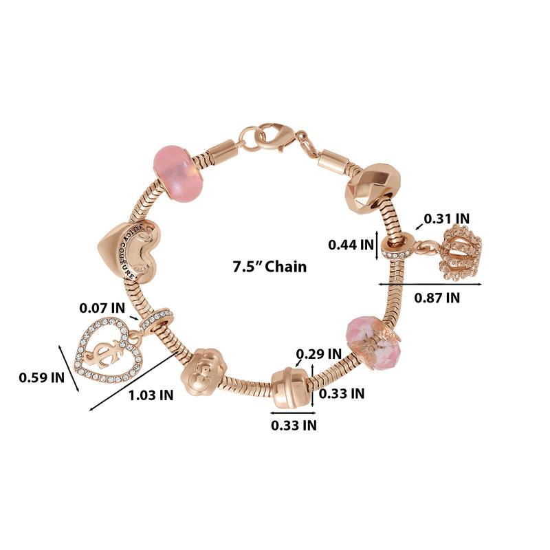 Multi‑Charm Beaded Chain Bracelet - Goldtone - Juicy Couture