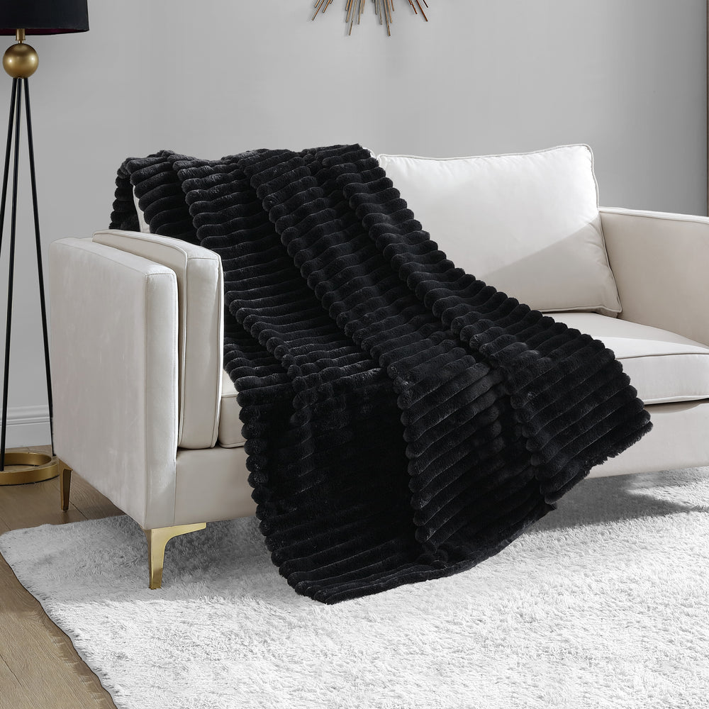 Ribbed Rabbit Faux Fur Throw Blanket - Juicy Couture