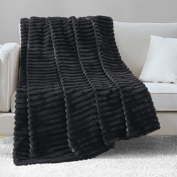 Ribbed Rabbit Faux Fur Throw Blanket - Juicy Couture