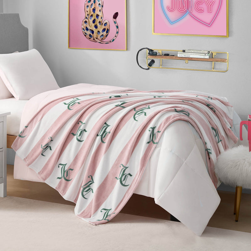 Cabana Plush Blanket - Pink - Juicy Couture