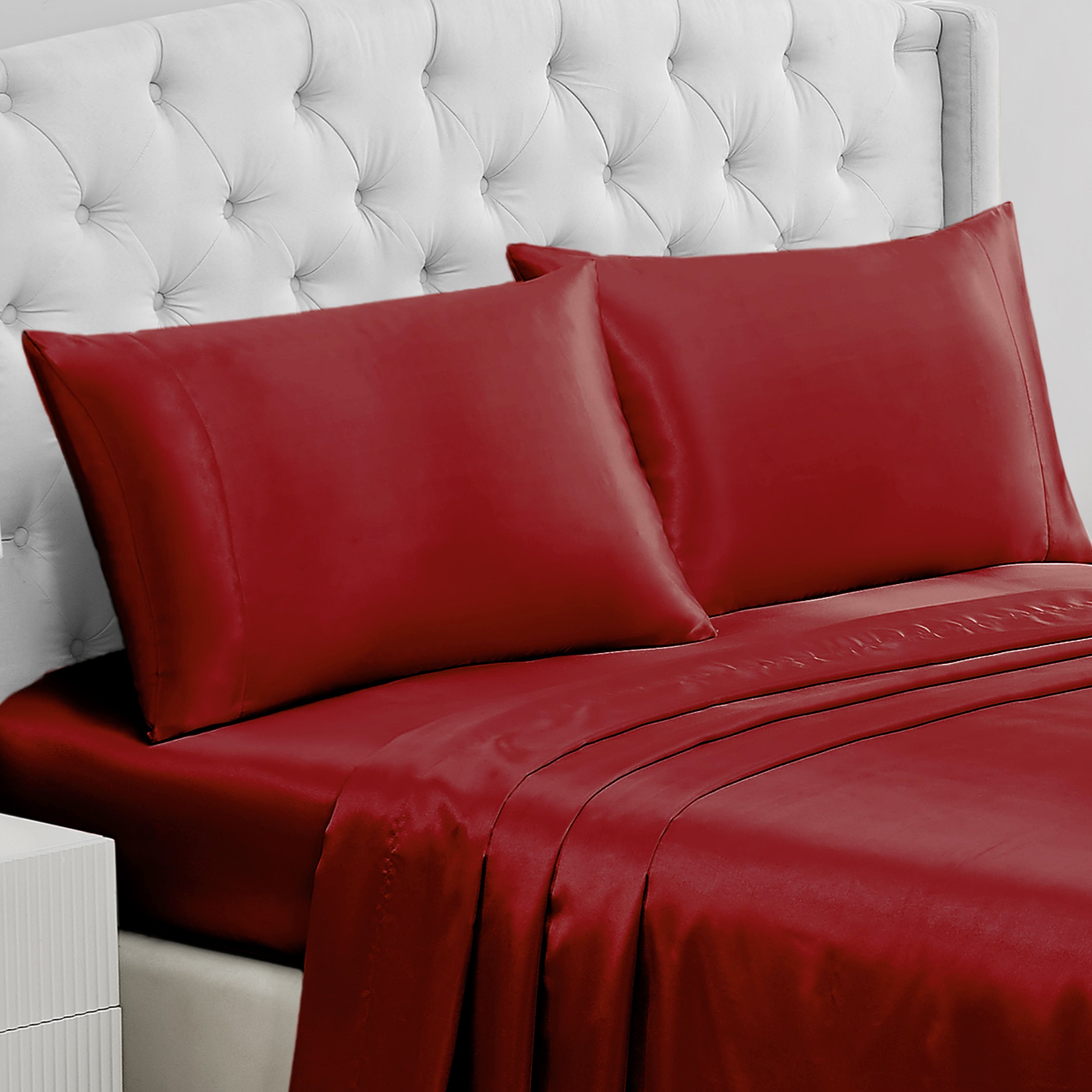 LinenPlus Collection Satin Pillowcase Set - 2 Pieces, King/Queen Size, 500 Thread Count