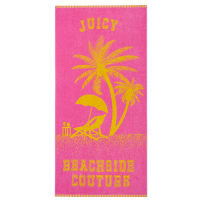 Pink Beachside Couture Cotton Beach Towel - Hot Pink/Yellow - Juicy Couture