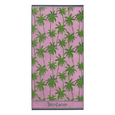 Palm Trees Cotton Beach Towel - Pink/Green - Juicy Couture