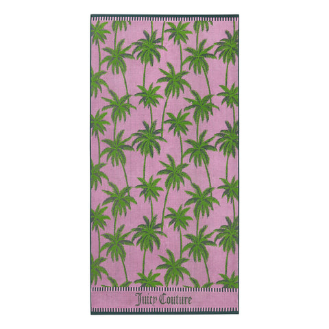 Palm Trees Cotton Beach Towel - Pink/Green - Juicy Couture