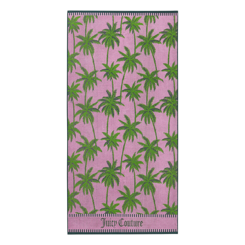 Palm Trees Cotton Beach Towel - Pink/Green - Juicy Couture