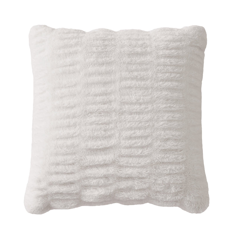 Pleated Faux Fur Decorative Pillow - White - Juicy Couture