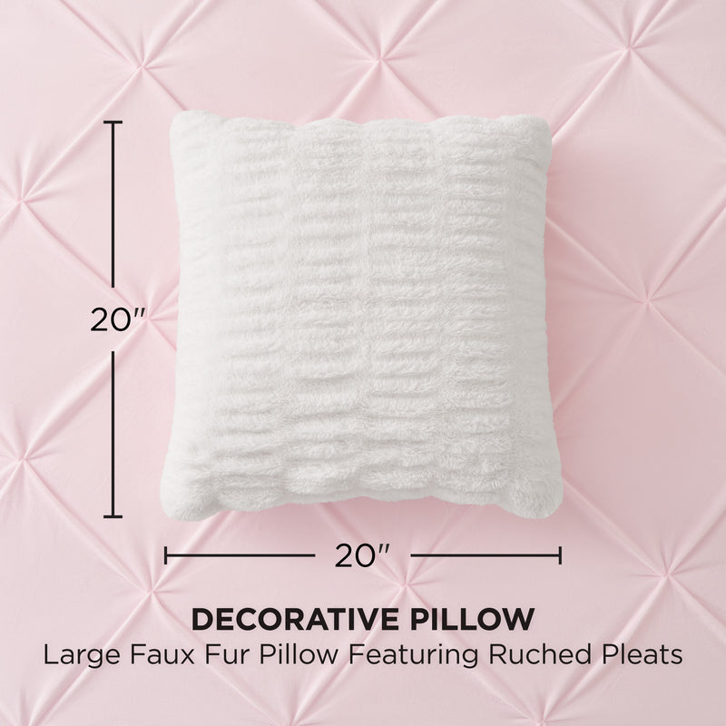Pleated Faux Fur Decorative Pillow - Juicy Couture