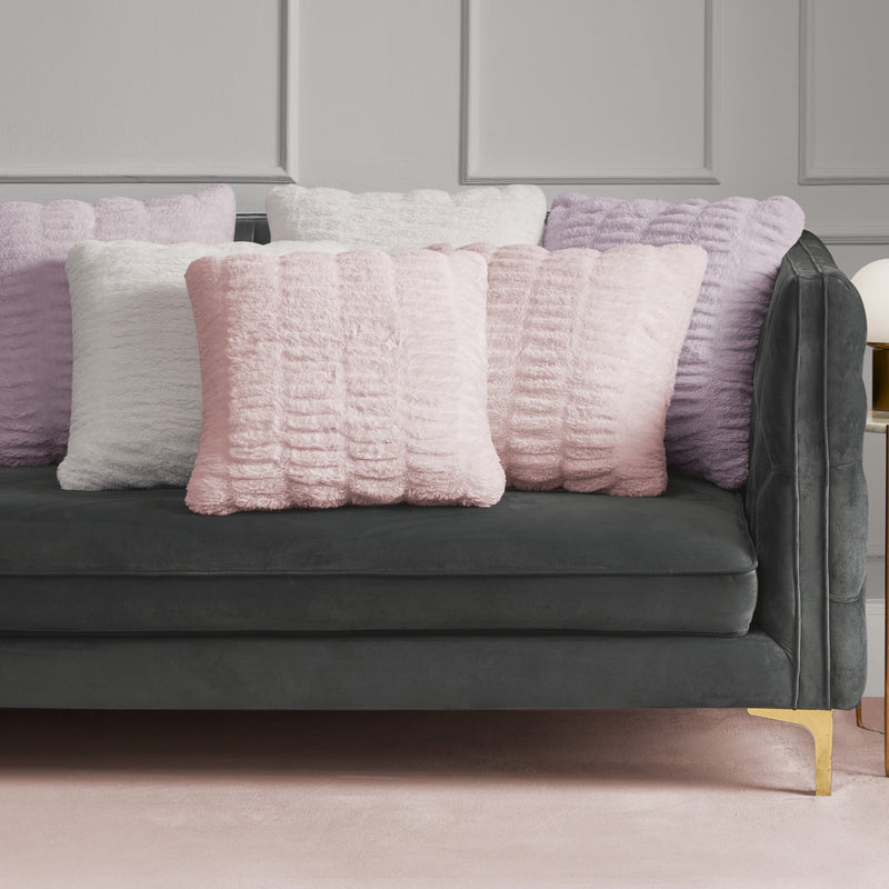 Pleated Faux Fur Decorative Pillow - Orchid Petal - Juicy Couture