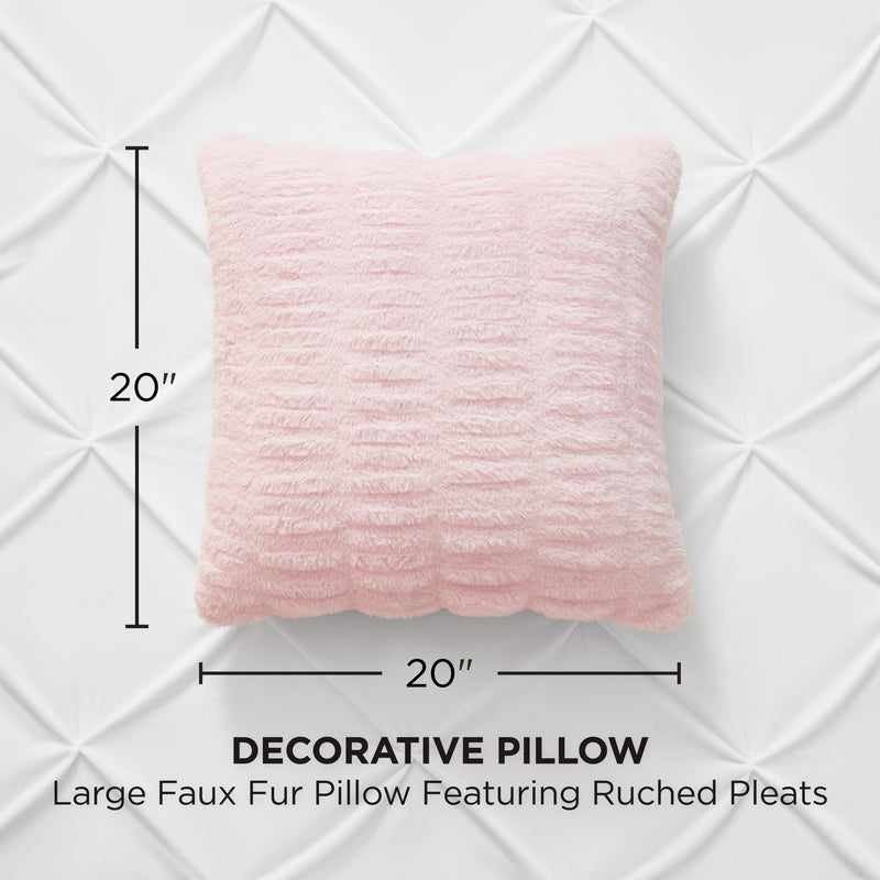 Pleated Faux Fur Decorative Pillow - Juicy Couture