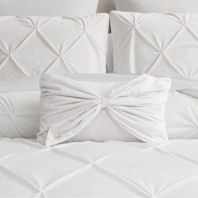 Velvet Bow Decorative Pillow - White - Juicy Couture