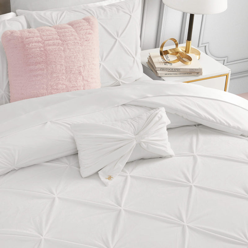 Velvet Bow Decorative Pillow - White - Juicy Couture
