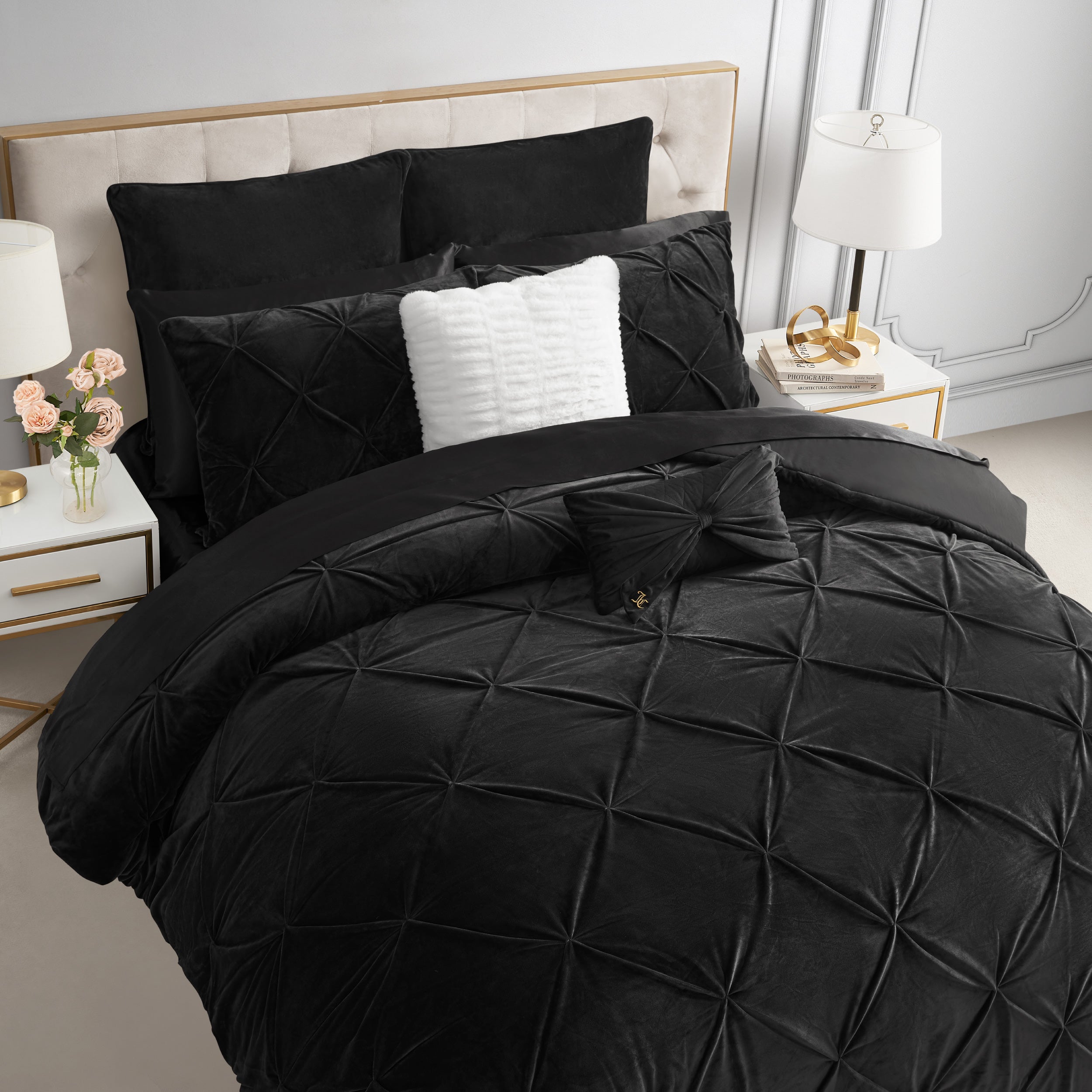 Kiss Pleat Micromink Comforter Set With Decorative Pillows - Juicy Couture