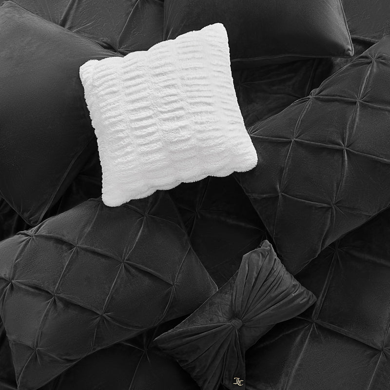 Kiss Pleat Micromink Comforter Set With Decorative Pillows