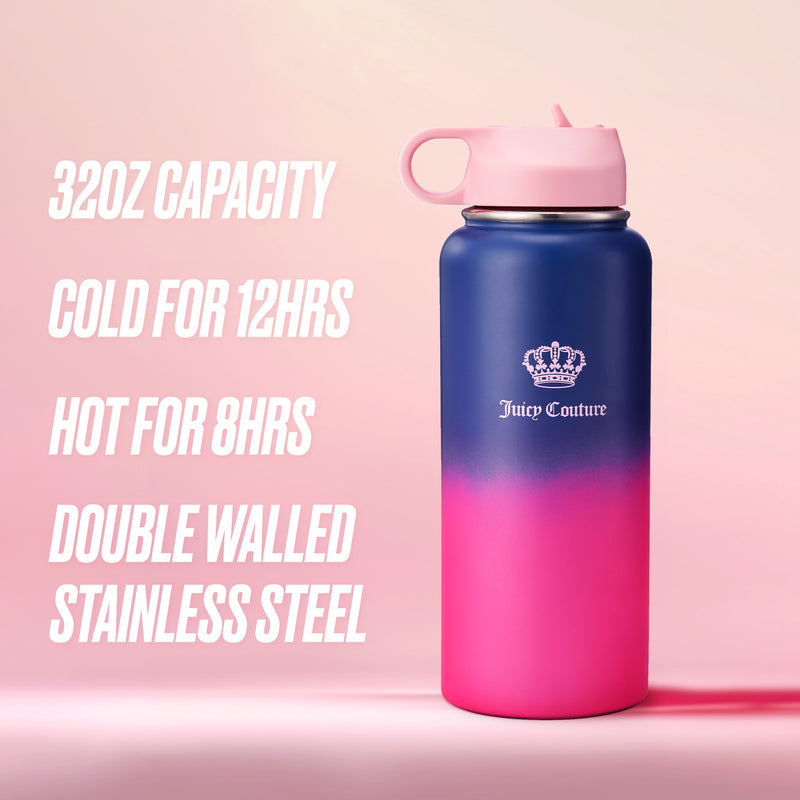 Go Girl Stainless Steel Water Bottle with Pop-up Straw - Juicy Couture