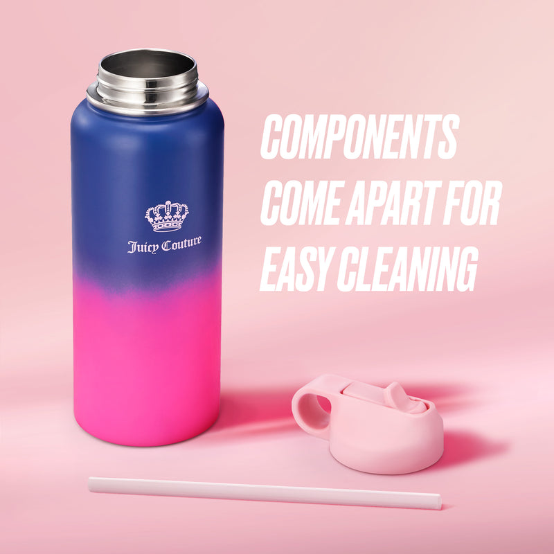 Go Girl Stainless Steel Water Bottle with Pop-up Straw - Juicy Couture