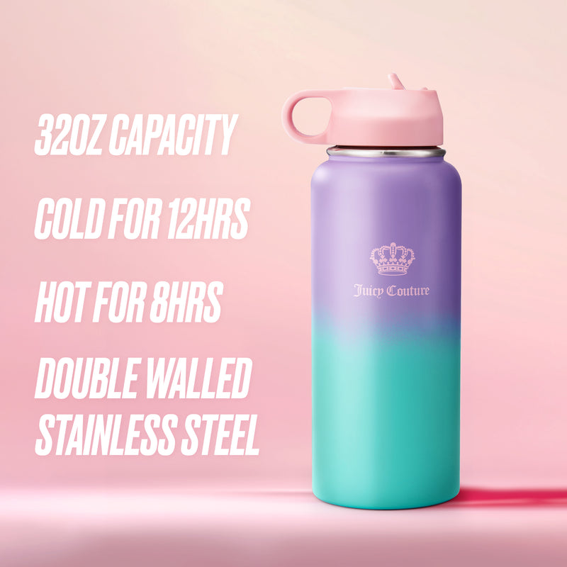 Go Girl Stainless Steel Water Bottle with Pop-up Straw - Juicy Couture