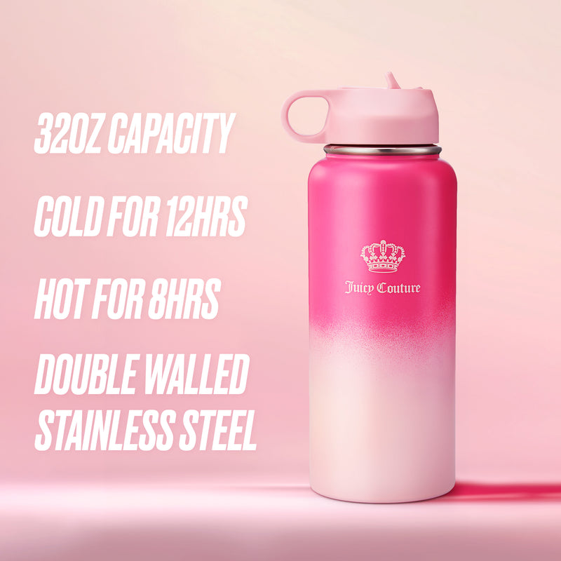 Go Girl Stainless Steel Water Bottle with Pop-up Straw - Juicy Couture