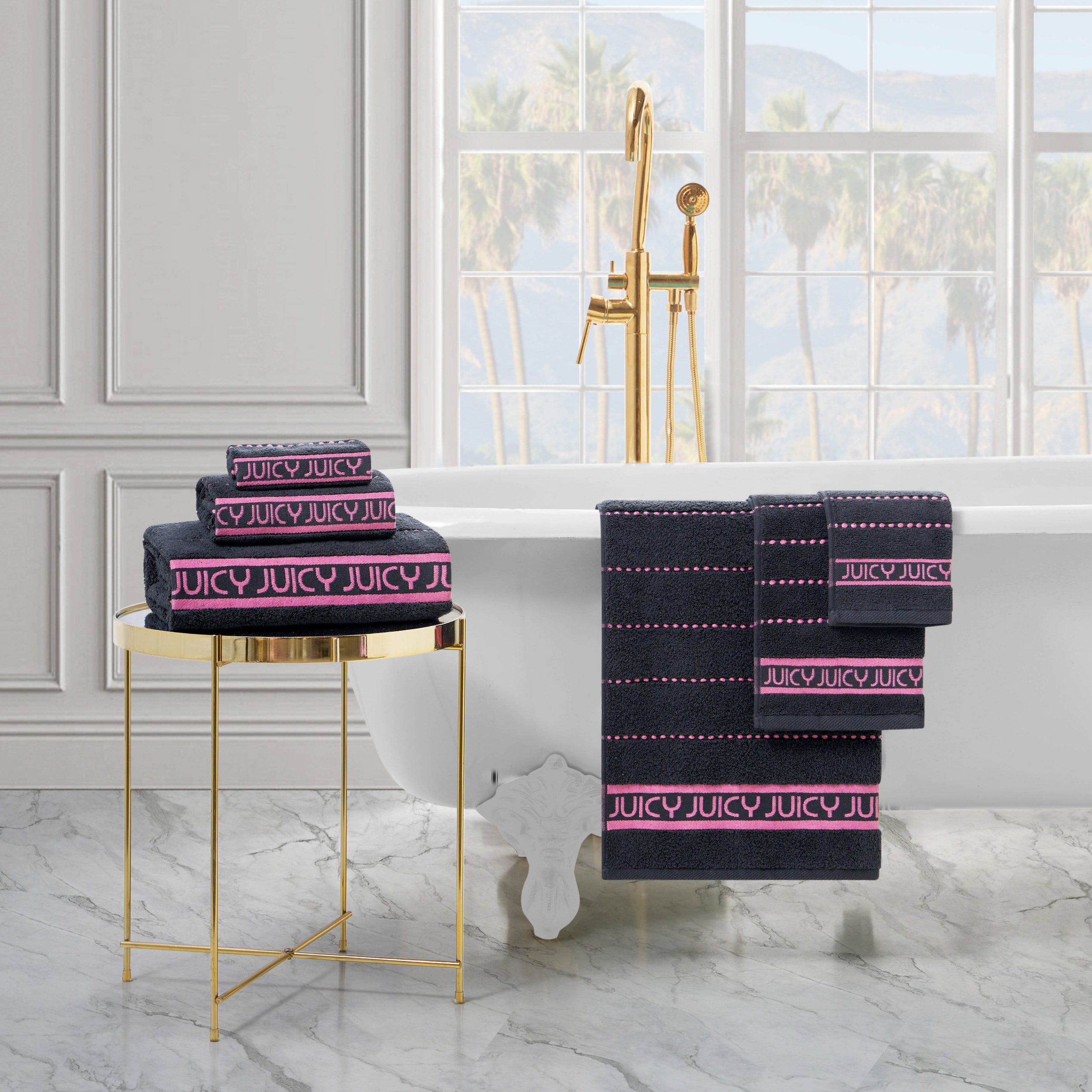 Plush Stripe Bath Towel Set - Juicy Couture