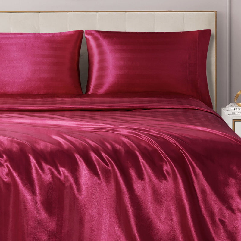 Damask Stripe Satin Sheet Set