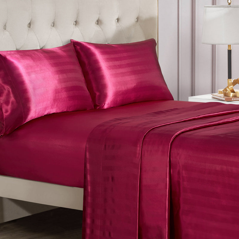 Damask Stripe Satin Sheet Set