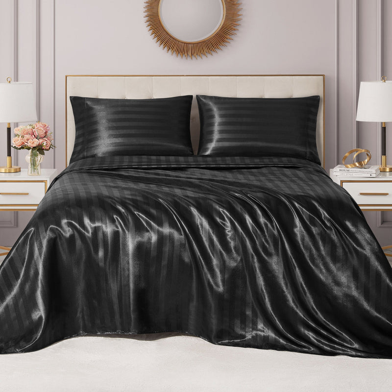 Damask Stripe Satin Sheet Set