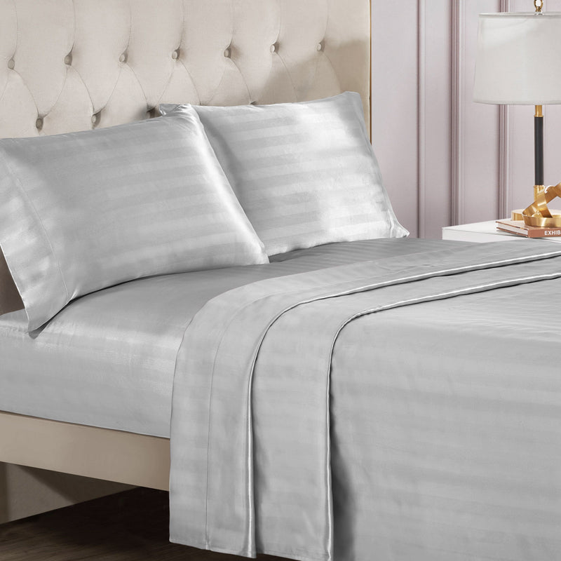 Damask Stripe Satin Sheet Set