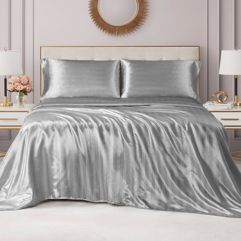 Damask Stripe Satin Sheet Set