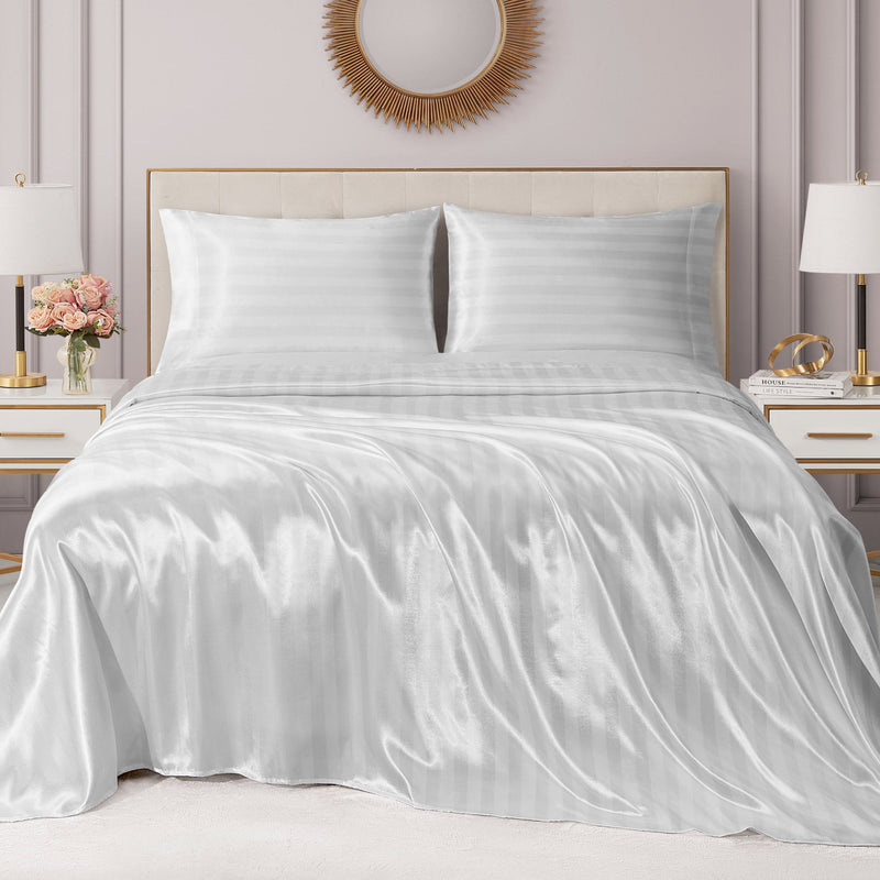 Damask Stripe Satin Sheet Set