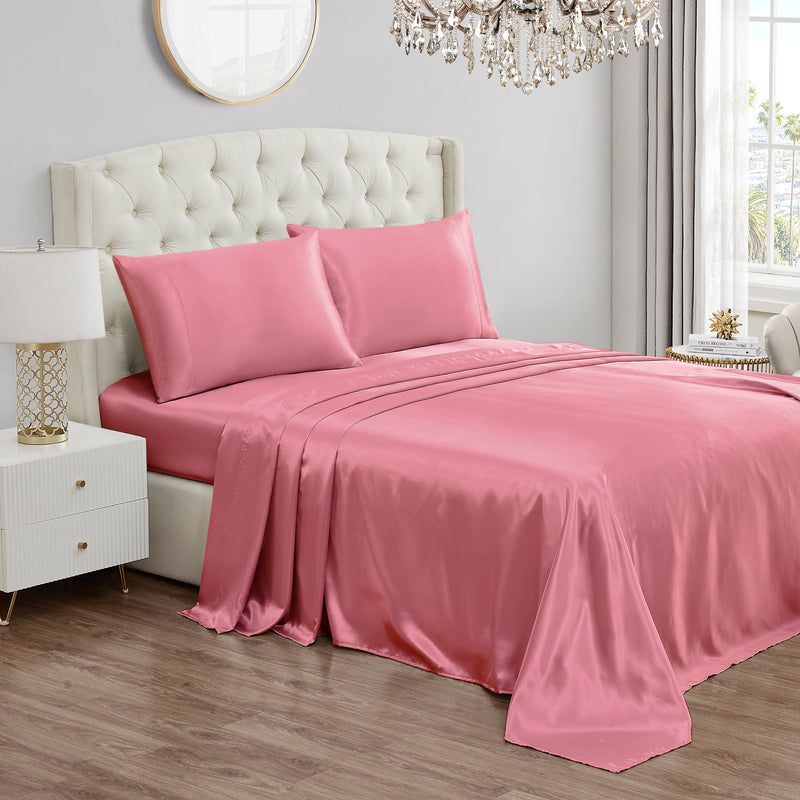 Light Raspberry Satin Sheets Solid Satin Sheet Set - Juicy Couture