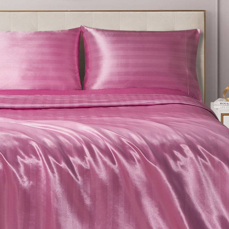 Light Raspberry Satin Sheets Damask Stripe Satin Sheet Set - Juicy Couture