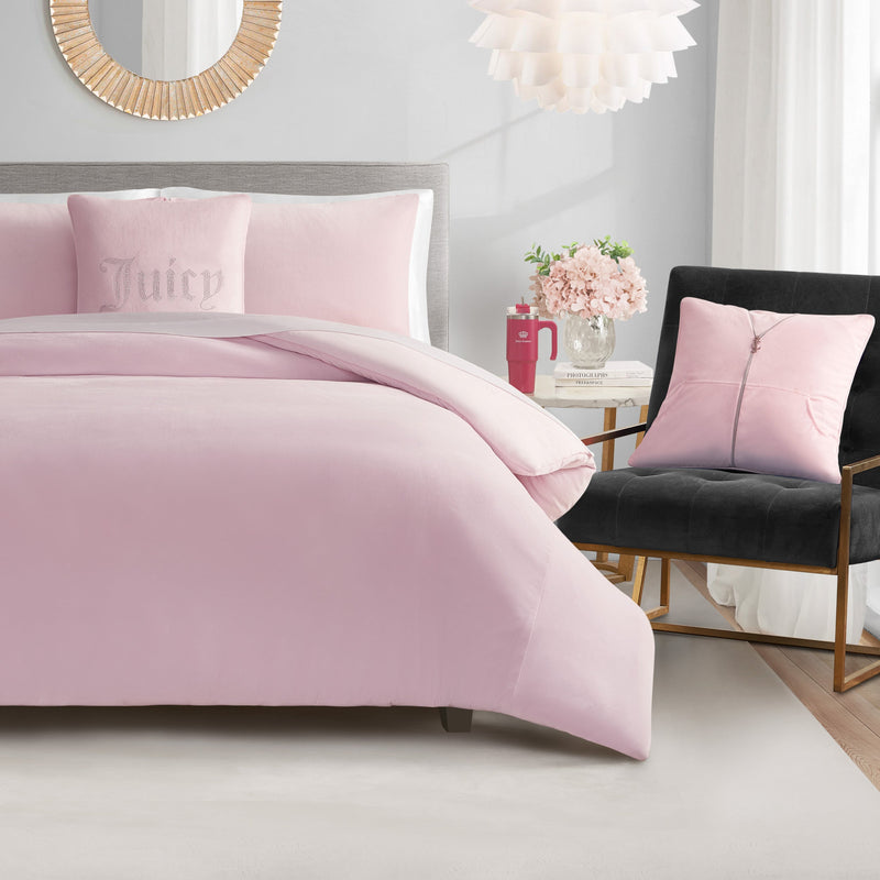Solid Velour Comforter Set - Marshmallow Pink - Juicy Couture