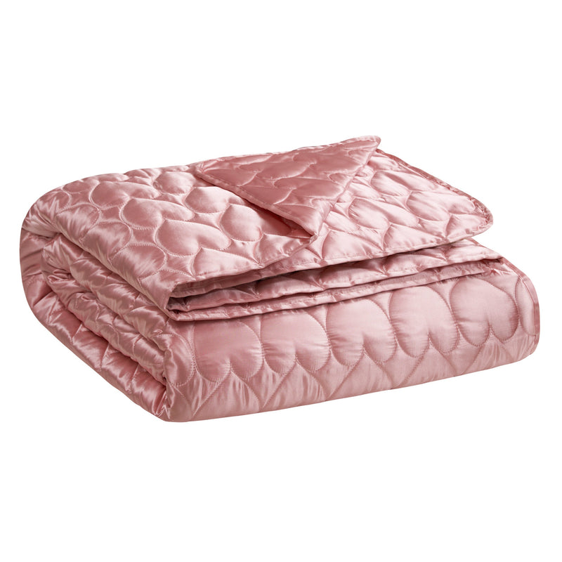 Satin Heart Stitched Quilt Set - Rose Pink - Juicy Couture