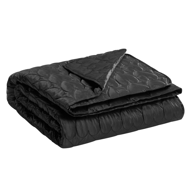 Satin Heart Stitched Quilt Set - Black - Juicy Couture