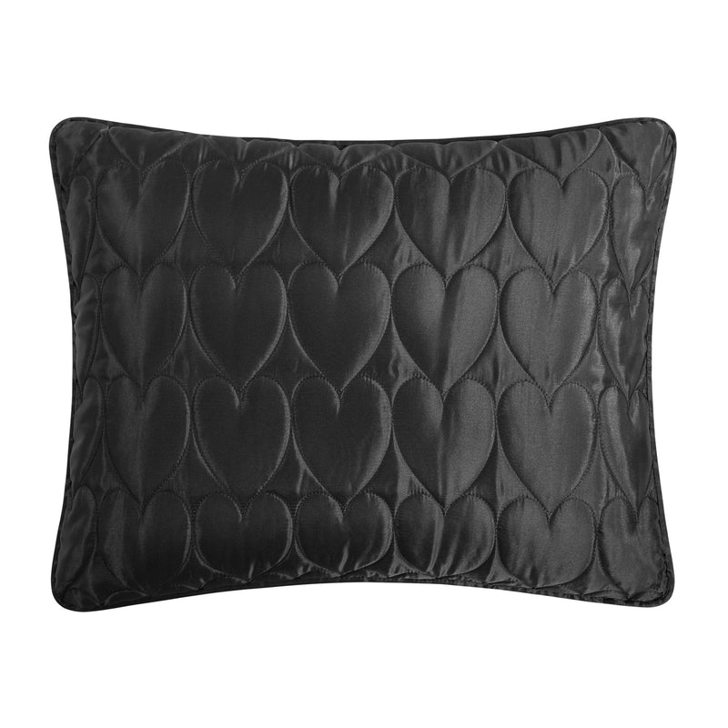 Satin Heart Stitched Quilt Set - Black - Juicy Couture